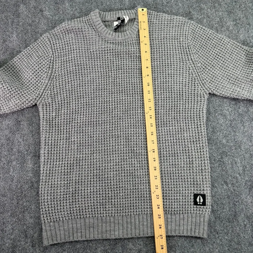 Bearded Goat Sweater Mens Small Grey Odis Boatyard Waffle Knit Merino Wool Blend